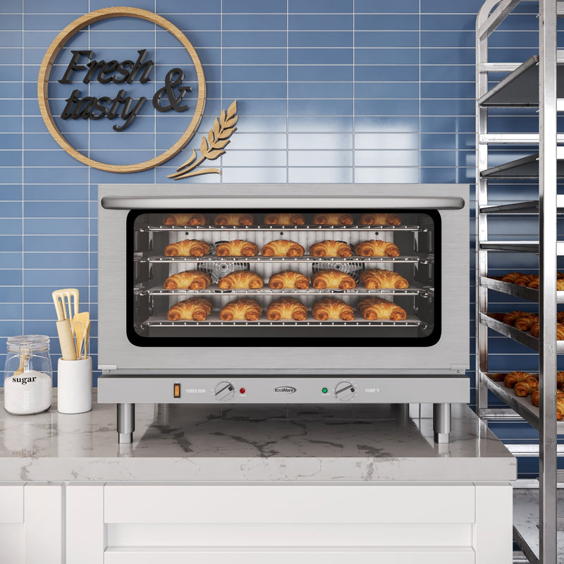 32 in. Countertop Convection Oven, Holds Full Size Pans, 4 Racks and 3500W of Power, 240V in Stainless - Steel (KM - CTCO - 44) - CulinaryProfis