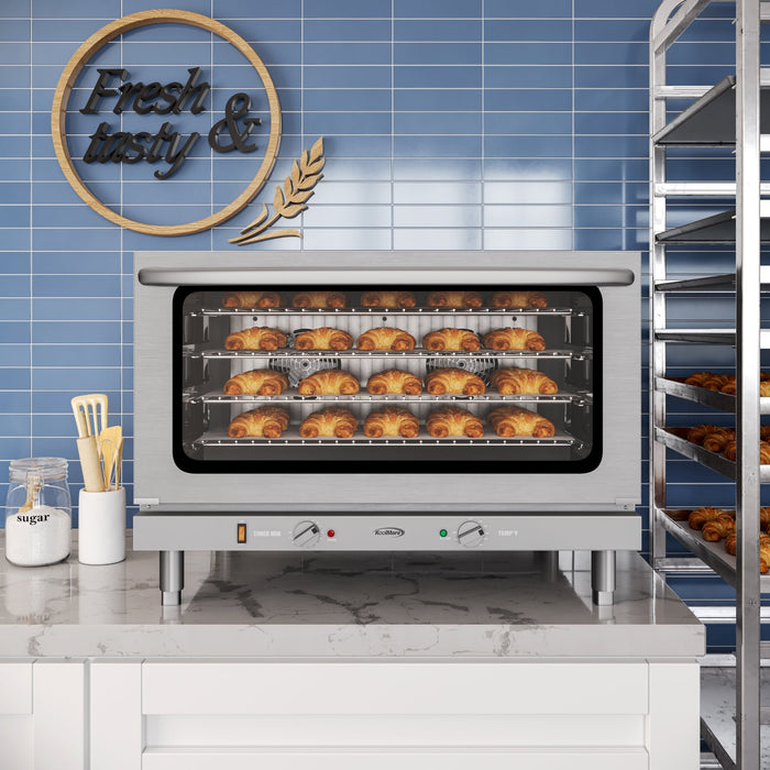 32 in. Countertop Convection Oven, Holds Full Size Pans, 4 Racks and 3500W of Power, 240V in Stainless - Steel (KM - CTCO - 44) - CulinaryProfis