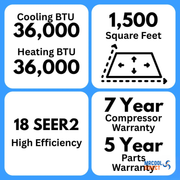 MRCOOL® DIY® 5th Gen 36,000 BTU Single Zone Mini Split Complete System with 25ft. Line Set 230V — DIY-36-HP-WM-230D25-O MRCOOL®