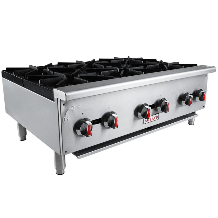 36" 6 Burner Commercial Gas Hot Plate with Cast Iron Grates - 150,000 BTU - CulinaryProfis