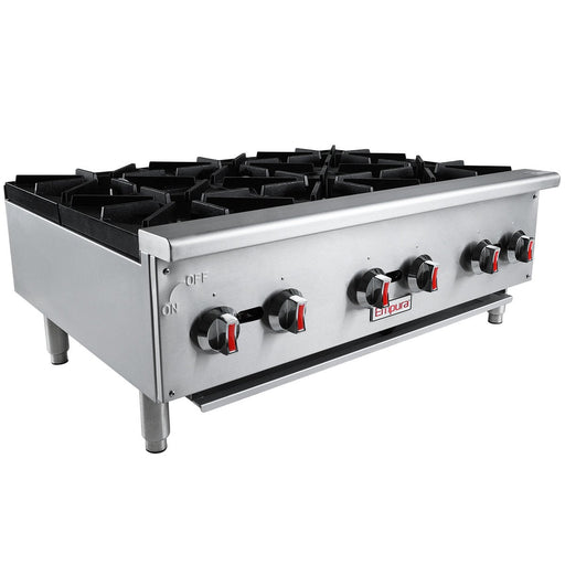 36" 6 Burner Commercial Gas Hot Plate with Cast Iron Grates - 150,000 BTU - CulinaryProfis