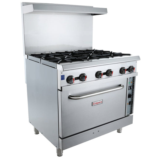 36" 6 Burner Commercial Natural Gas Range with Convention Oven Base - 211,000 BTU - CulinaryProfis