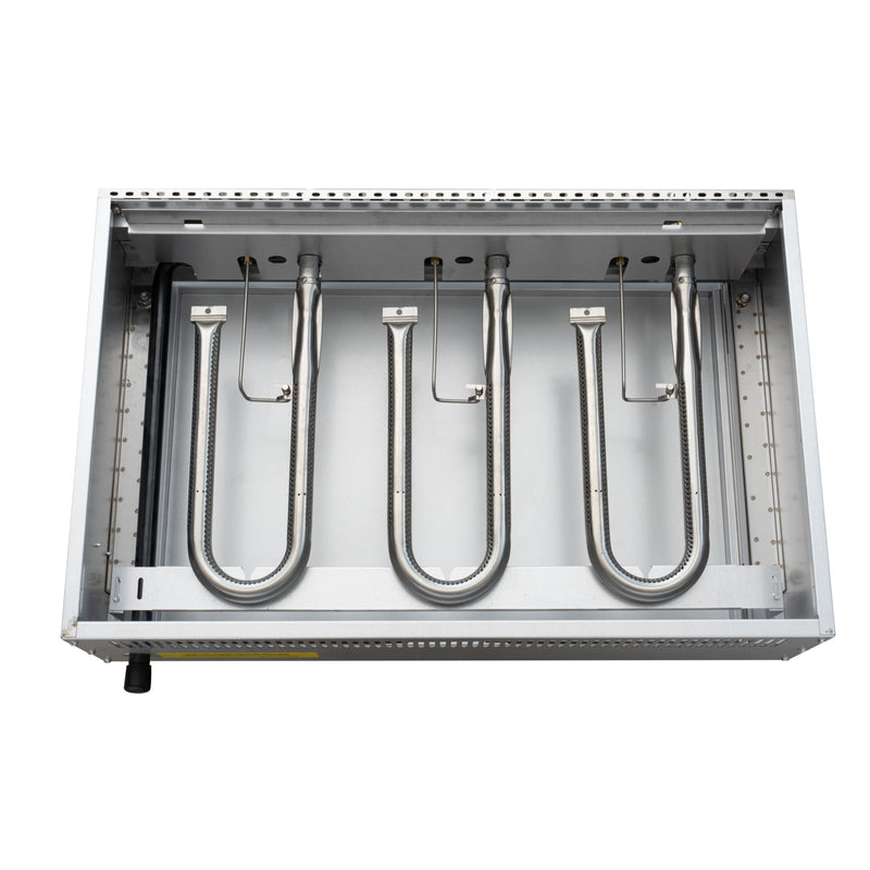 36 in. Commercial 3 - Burner Natural Gas Charbroiler with 90,000 BTU in Stainless - Steel (KM - GCB3 - 36M) - CulinaryProfis