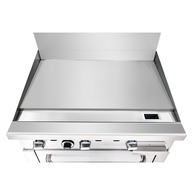 36 in. Commercial Oven with Griddle Top, 90000 BTU in Stainless - Steel (KM - CRG36G - NG) - CulinaryProfis