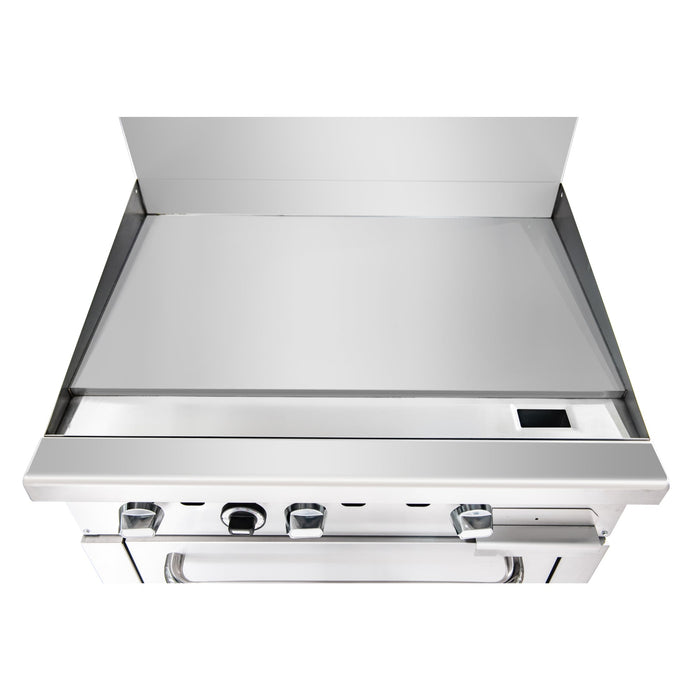 36 in. Commercial Oven with Griddle Top, 90000 BTU in Stainless - Steel (KM - CRG36G - NG) - CulinaryProfis