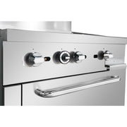 36 in. Commercial Oven with Griddle Top, 90000 BTU in Stainless - Steel (KM - CRG36G - NG) - CulinaryProfis