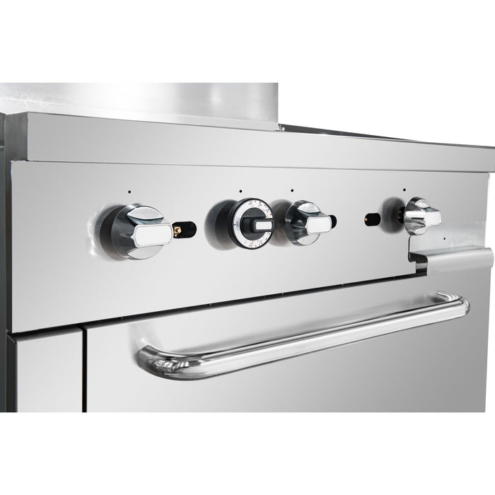 36 in. Commercial Oven with Griddle Top, 90000 BTU in Stainless - Steel (KM - CRG36G - NG) - CulinaryProfis