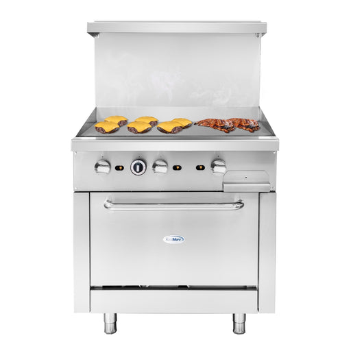 36 in. Commercial Oven with Griddle Top, 90000 BTU in Stainless - Steel (KM - CRG36G - NG) - CulinaryProfis