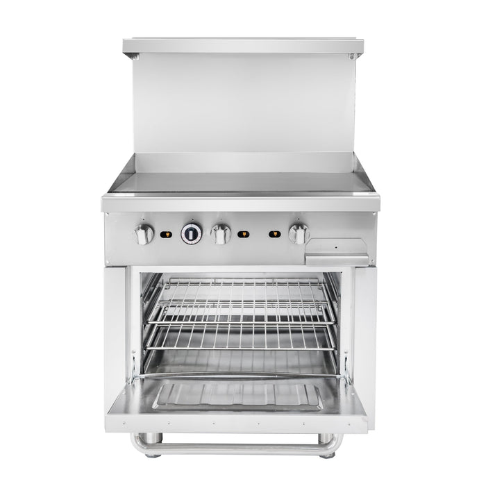 36 in. Commercial Oven with Griddle Top, 90000 BTU in Stainless - Steel (KM - CRG36G - NG) - CulinaryProfis