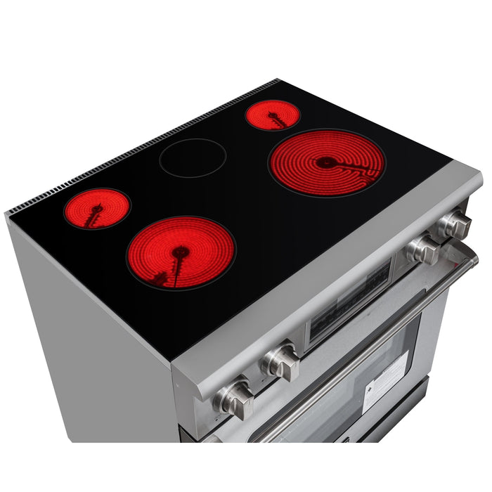 36 in. Electric Professional Range with Tilt Panel and Digital controls, Self - Cleaning, 16300W of Power, 240V in Stainless - Steel (KM - EPR - 36TDP - SS) - CulinaryProfis