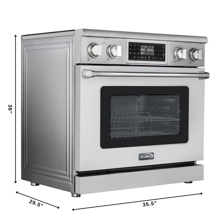 36 in. Electric Professional Range with Tilt Panel and Digital controls, Self - Cleaning, 16300W of Power, 240V in Stainless - Steel (KM - EPR - 36TDP - SS) - CulinaryProfis