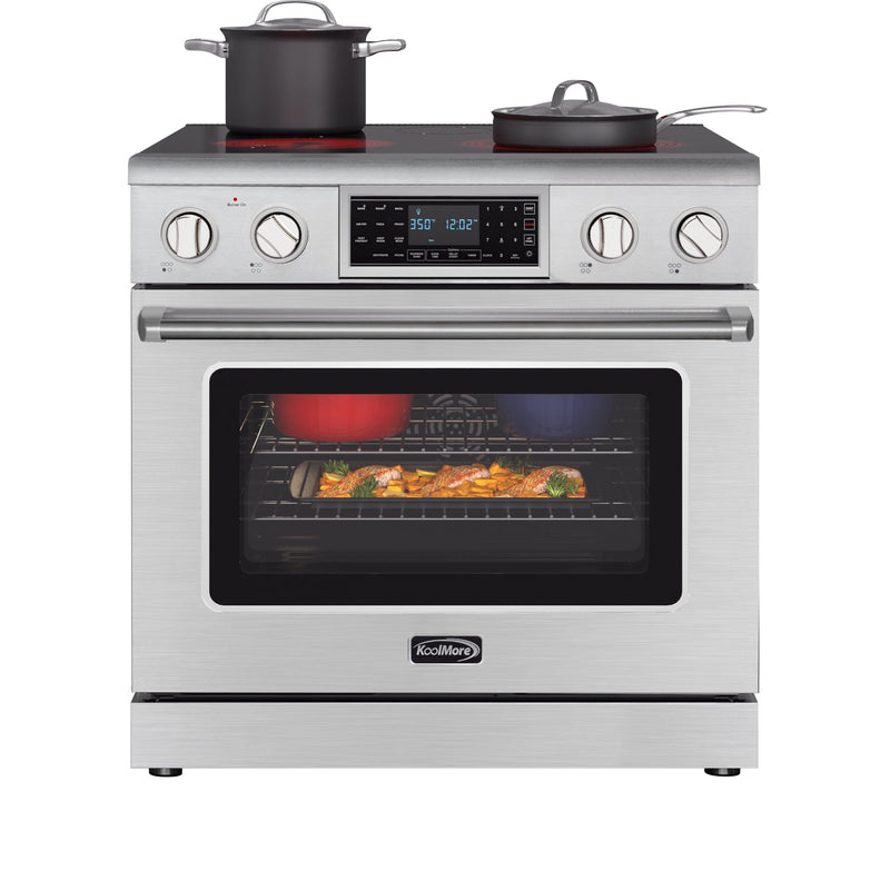 36 in. Electric Professional Range with Tilt Panel and Digital controls, Self - Cleaning, 16300W of Power, 240V in Stainless - Steel (KM - EPR - 36TDP - SS) - CulinaryProfis