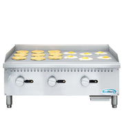 36 in. Natural Gas 3 - Burner Griddle with 90,000 BTU in Stainless - Steel (KM - GG3 - 36M) - CulinaryProfis