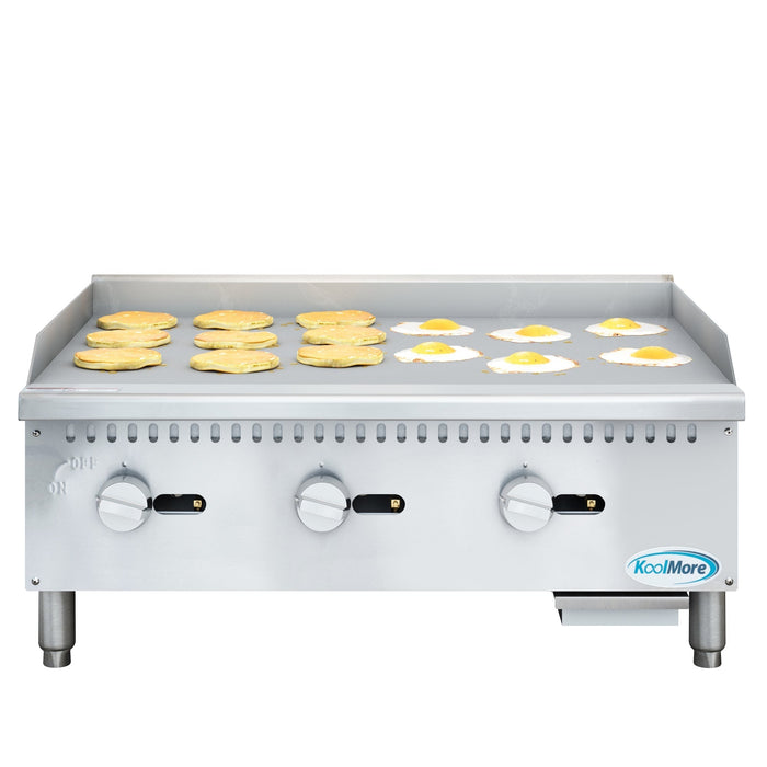 36 in. Natural Gas 3 - Burner Griddle with 90,000 BTU in Stainless - Steel (KM - GG3 - 36M) - CulinaryProfis