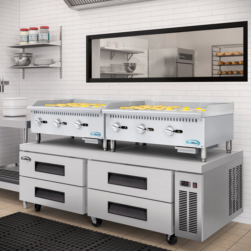 36 in. Natural Gas 3 - Burner Griddle with 90,000 BTU in Stainless - Steel (KM - GG3 - 36M) - CulinaryProfis