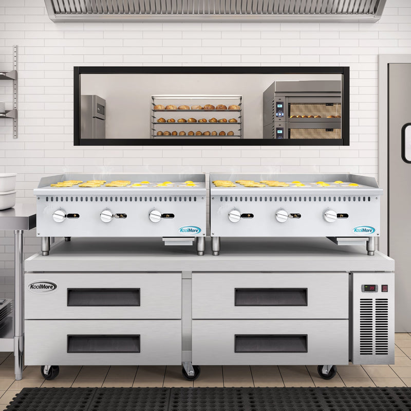 36 in. Natural Gas 3 - Burner Griddle with 90,000 BTU in Stainless - Steel (KM - GG3 - 36M) - CulinaryProfis