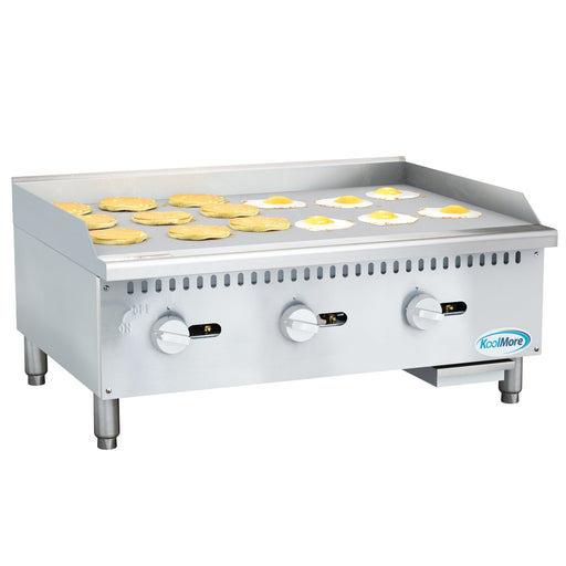 36 in. Natural Gas 3 - Burner Griddle with 90,000 BTU in Stainless - Steel (KM - GG3 - 36M) - CulinaryProfis