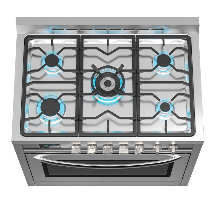 36 in. Professional Dual Fuel Range in Stainless Steel with Legs, 4.3 cu. ft. KM - FR36DF - SS - CulinaryProfis