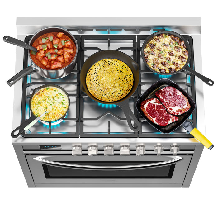 36 in. Professional Dual Fuel Range in Stainless Steel with Legs, 4.3 cu. ft. KM - FR36DF - SS - CulinaryProfis