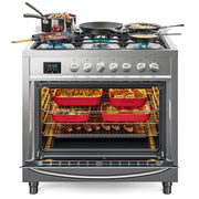 36 in. Professional Dual Fuel Range in Stainless Steel with Legs, 4.3 cu. ft. KM - FR36DF - SS - CulinaryProfis