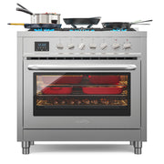 36 in. Professional Dual Fuel Range in Stainless Steel with Legs, 4.3 cu. ft. KM - FR36DF - SS - CulinaryProfis