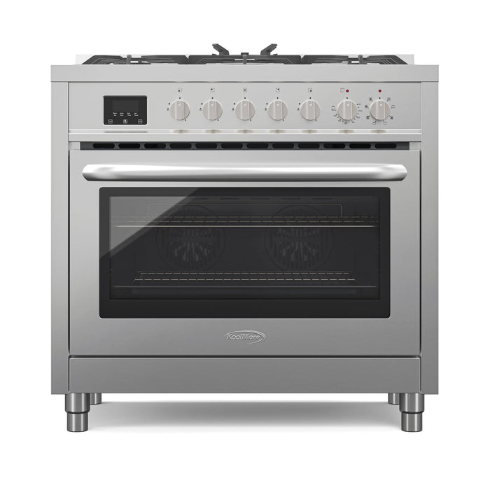 36 in. Professional Dual Fuel Range in Stainless Steel with Legs, 4.3 cu. ft. KM - FR36DF - SS - CulinaryProfis