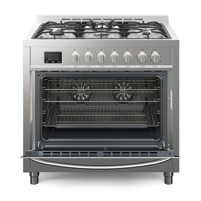36 in. Professional Dual Fuel Range in Stainless Steel with Legs, 4.3 cu. ft. KM - FR36DF - SS - CulinaryProfis