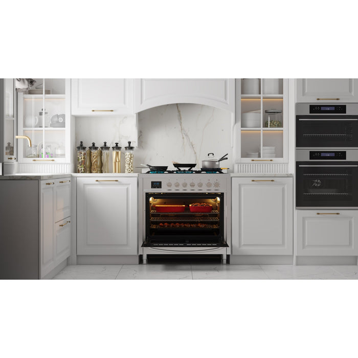 36 in. Professional Dual Fuel Range in Stainless Steel with Legs, 4.3 cu. ft. KM - FR36DF - SS - CulinaryProfis