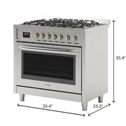 36 in. Stainless Steel Professional Gas range with Legs, KM - FR36GL - SS. - CulinaryProfis