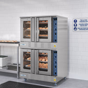 38 in. Full Size Double Commercial LP Convection Oven 108,000 BTU Total with Stacking Kit and Casters (KM - DCCO54 - LPC) - CulinaryProfis