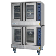 38 in. Full Size Double Commercial LP Convection Oven 108,000 BTU Total with Stacking Kit and Casters (KM - DCCO54 - LPC) - CulinaryProfis