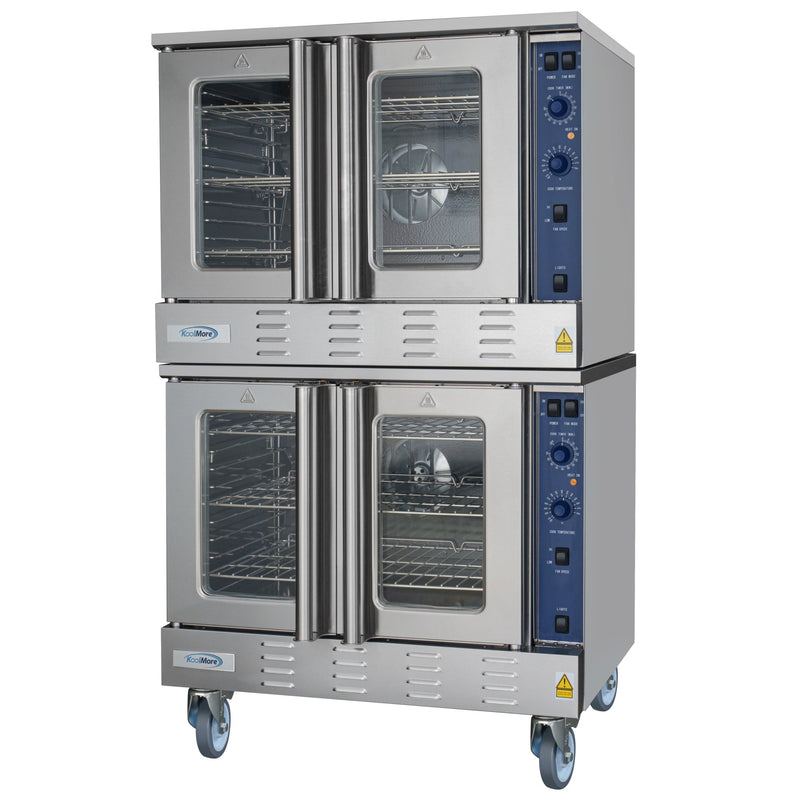 38 in. Full Size Double Commercial LP Convection Oven 108,000 BTU Total with Stacking Kit and Casters (KM - DCCO54 - LPC) - CulinaryProfis