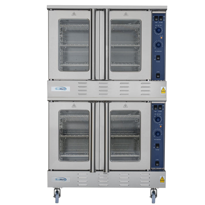 38 in. Full Size Double Commercial LP Convection Oven 108,000 BTU Total with Stacking Kit and Casters (KM - DCCO54 - LPC) - CulinaryProfis
