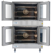 38 in. Full Size Double Commercial LP Convection Oven 108,000 BTU Total with Stacking Kit and Casters (KM - DCCO54 - LPC) - CulinaryProfis