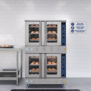 38 in. Full Size Double Commercial LP Convection Oven 108,000 BTU Total with Stacking Kit and Casters (KM - DCCO54 - LPC) - CulinaryProfis