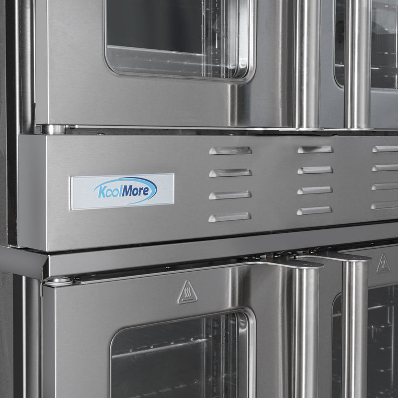 38 in. Full Size Double Commercial LP Convection Oven 108,000 BTU Total with Stacking Kit and Casters (KM - DCCO54 - LPC) - CulinaryProfis