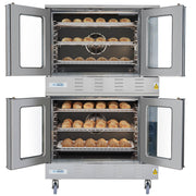 38 in. Full Size Double Commercial LP Convection Oven 108,000 BTU Total with Stacking Kit and Casters (KM - DCCO54 - LPC) - CulinaryProfis