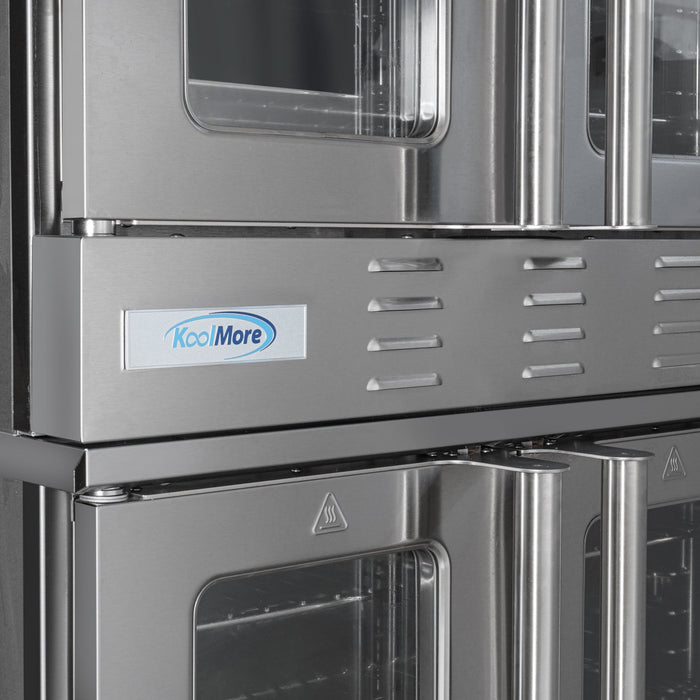 38 in. Full Size Double Commercial Natural Gas Convection Oven 108,000 BTU Total with stacking And Casters (KM - DCCO54 - NGC) - CulinaryProfis