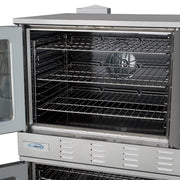 38 in. Full Size Double Commercial Natural Gas Convection Oven 108,000 BTU Total with stacking And Casters (KM - DCCO54 - NGC) - CulinaryProfis