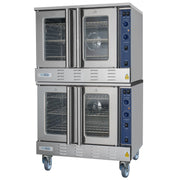 38 in. Full Size Double Commercial Natural Gas Convection Oven 108,000 BTU Total with stacking And Casters (KM - DCCO54 - NGC) - CulinaryProfis