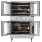 38 in. Full Size Double Commercial Natural Gas Convection Oven 108,000 BTU Total with stacking And Casters (KM - DCCO54 - NGC) - CulinaryProfis