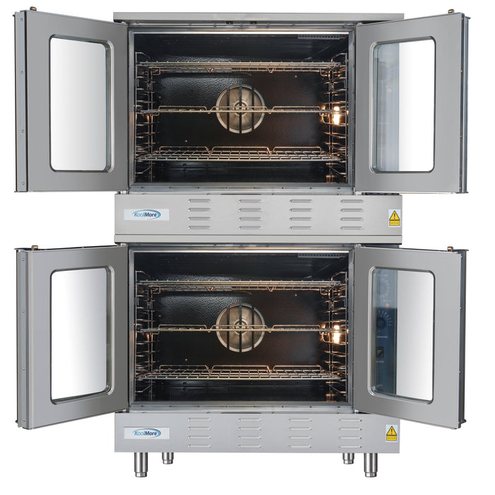 38 in. Full Size Double Commercial Natural Gas Convection Oven 108,000 BTU Total with Stacking Kit (KM - DCCO54 - NG) - CulinaryProfis