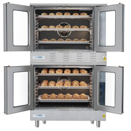 38 in. Full Size Double Commercial Natural Gas Convection Oven 108,000 BTU Total with Stacking Kit (KM - DCCO54 - NG) - CulinaryProfis