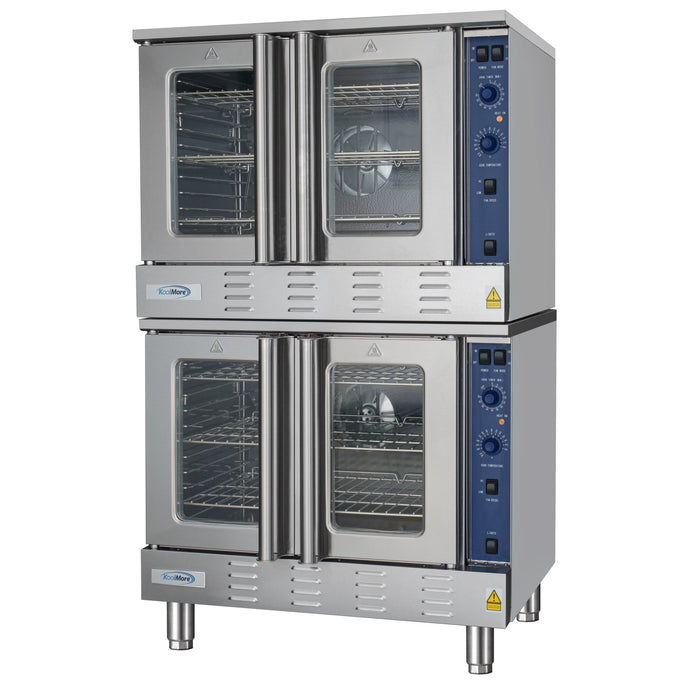 38 in. Full Size Double Commercial Natural Gas Convection Oven 108,000 BTU Total with Stacking Kit (KM - DCCO54 - NG) - CulinaryProfis