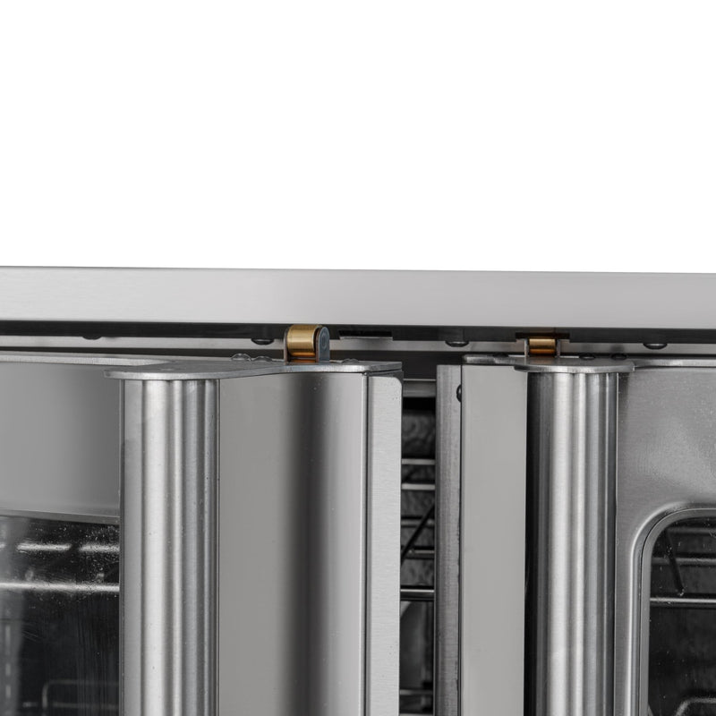 38 in. Full Size Double Commercial Natural Gas Convection Oven 108,000 BTU Total with Stacking Kit (KM - DCCO54 - NG) - CulinaryProfis