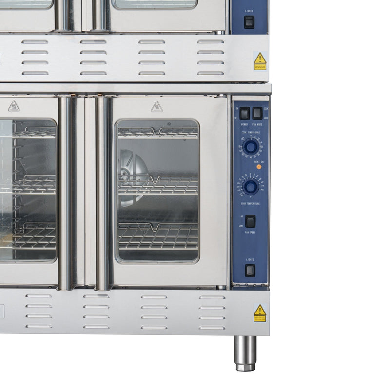 38 in. Full Size Double Commercial Natural Gas Convection Oven 108,000 BTU Total with Stacking Kit (KM - DCCO54 - NG) - CulinaryProfis
