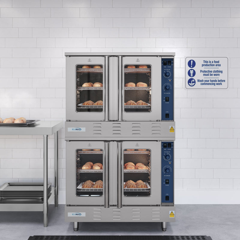 38 in. Full Size Double Commercial Natural Gas Convection Oven 108,000 BTU Total with Stacking Kit (KM - DCCO54 - NG) - CulinaryProfis