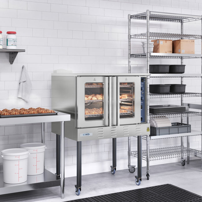 38 in. Full Size Single Deck Commercial LP Convection Oven 54,000 BTU With Casters (KM - CCO54 - LPC) - CulinaryProfis