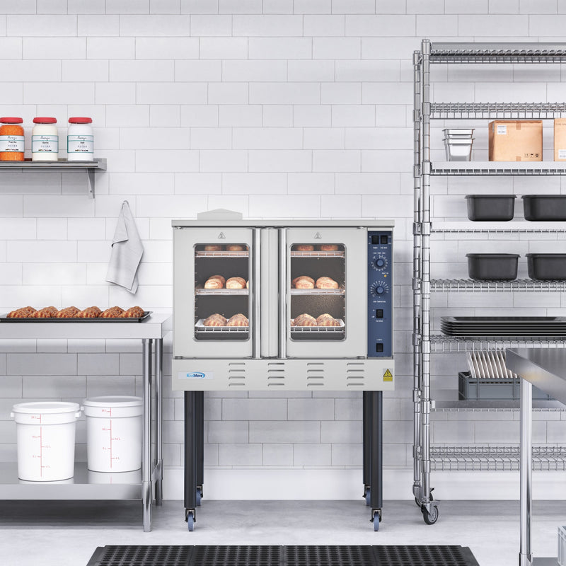 38 in. Full Size Single Deck Commercial LP Convection Oven 54,000 BTU With Casters (KM - CCO54 - LPC) - CulinaryProfis