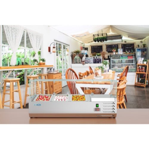 40 in. Three Pan Refrigerated Countertop Condiment Prep Station - SCDC - 3P - SSL - CulinaryProfis